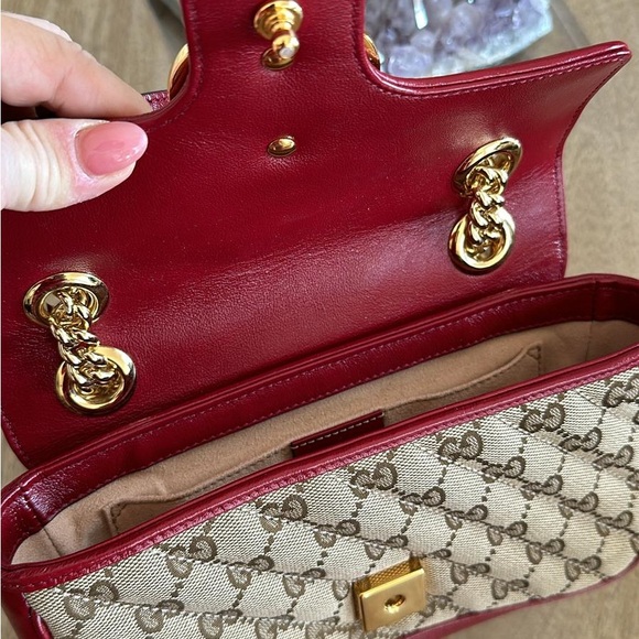 Gucci GG marmont. Red leather and monogram. - Picture 5 of 6